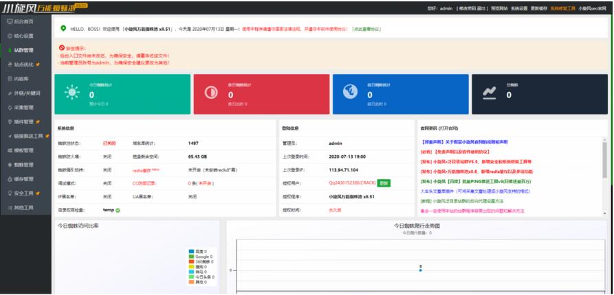 小旋风蜘蛛池站群X8.51无限制开心无域名授权破解版+自带30套模板-创客资源网