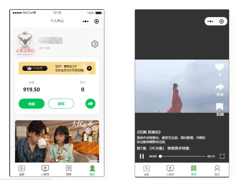 D1111 仿抖音滑动小短剧影视带支付收益等模式的微信小程序源码下载-创客资源网